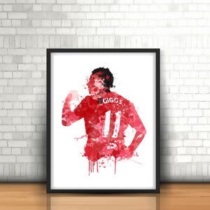 Ryan Giggs Manchester United Legend Art Print, Football Art, Mancave Decor, Boys Room Decor, Red Devils, Footy Art Print