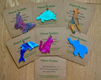Animal keyring, 100% recycled plastic keyring
