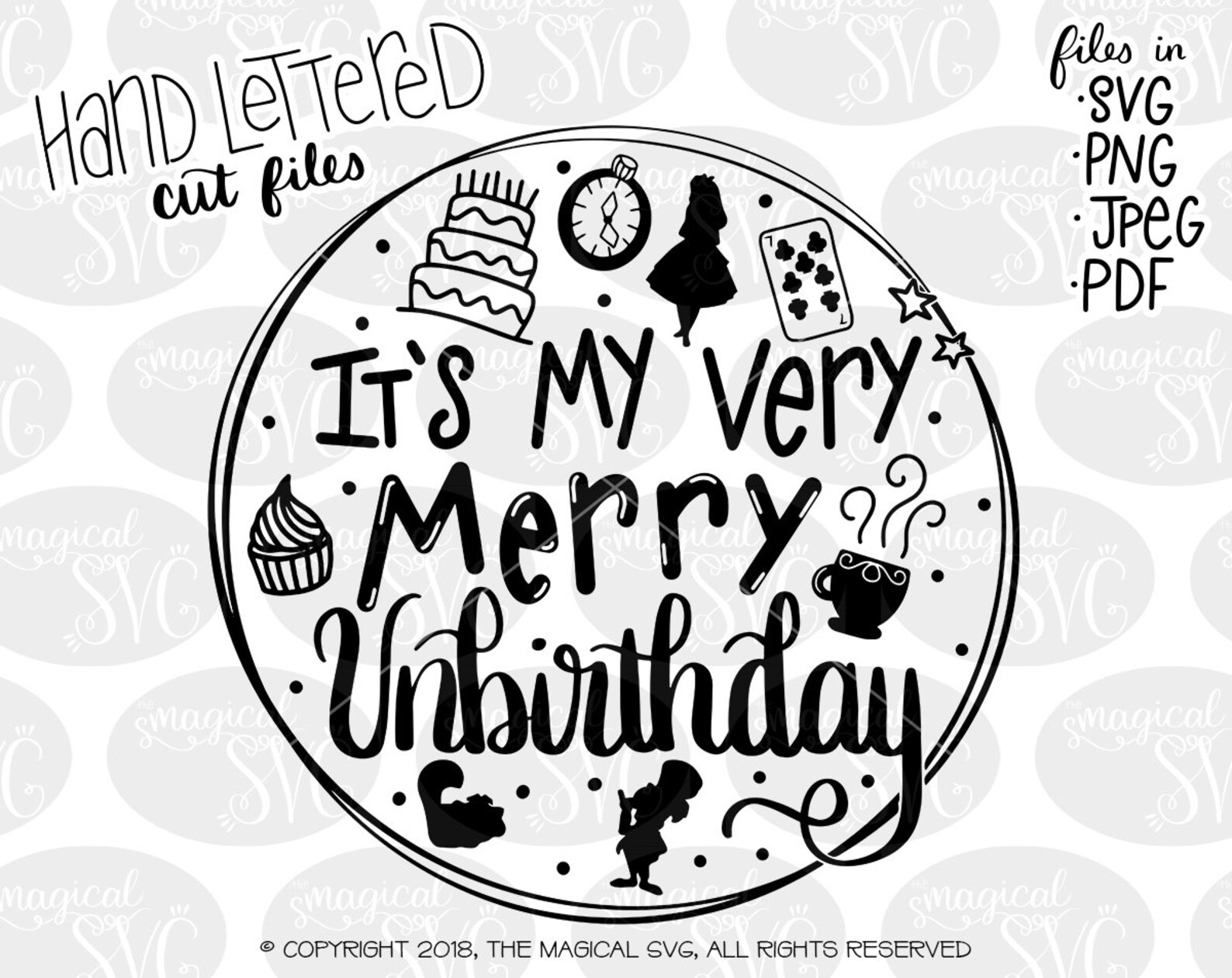 Very Merry Unbirthday SVG Hand Lettered SVG Cut Files Disney - Etsy