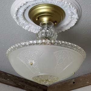 Restored Semi-Flush Light - 3-Chain - Art Deco Ceiling Light Fixture