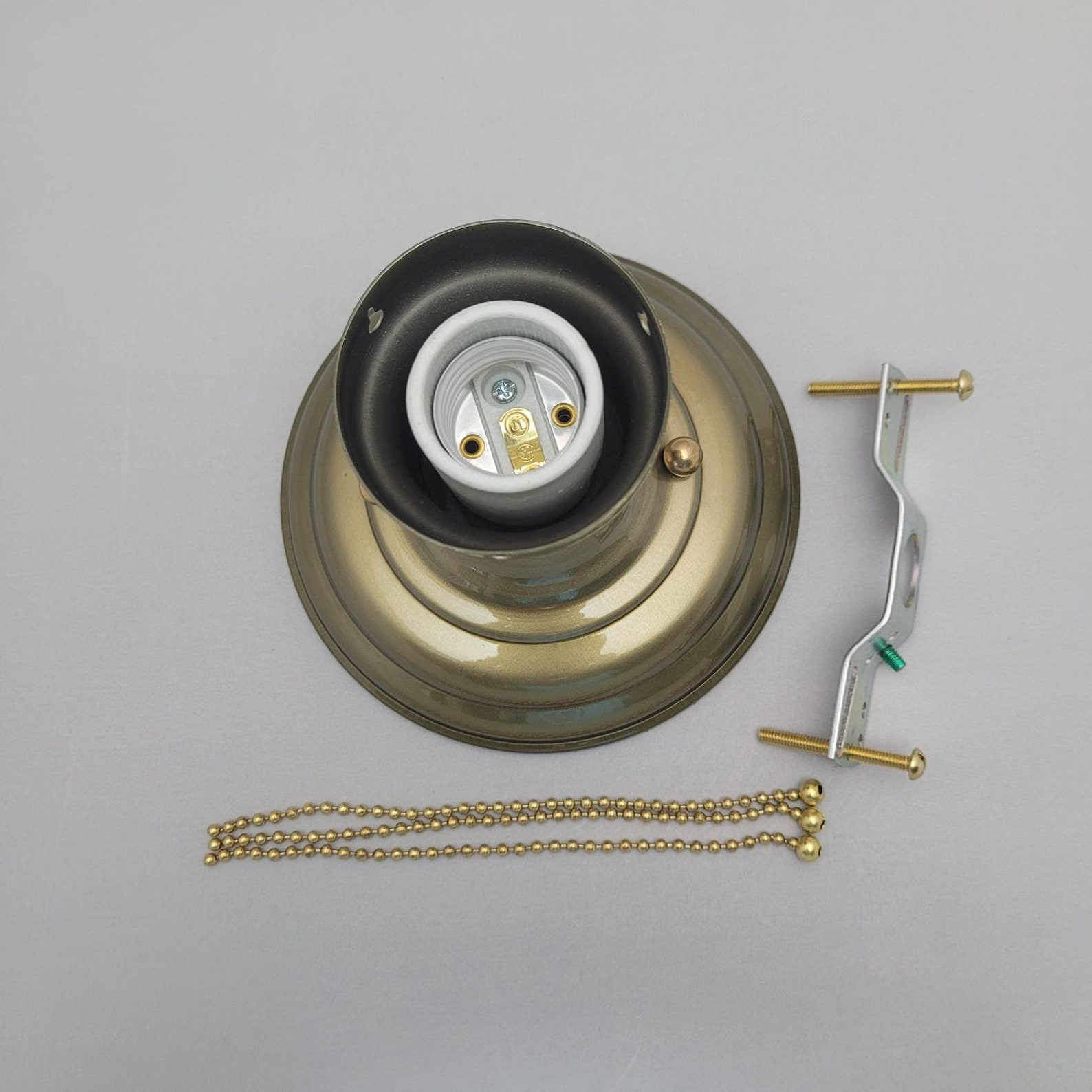 LOOK NEW Antique Brass 3Chain Light Fixture Vintage Art Etsy