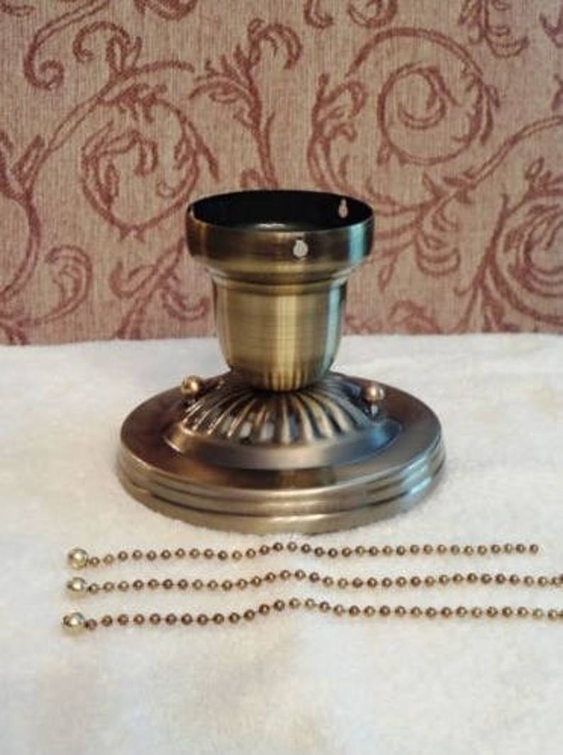 LOOK NEW Antique Brass 3-Chain Light Fixture Vintage Art | Etsy
