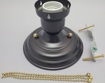 LOOK!!! NEW BRONZE 3-Chain Light Fixture -Vintage Art Deco Shade Three Chain Light