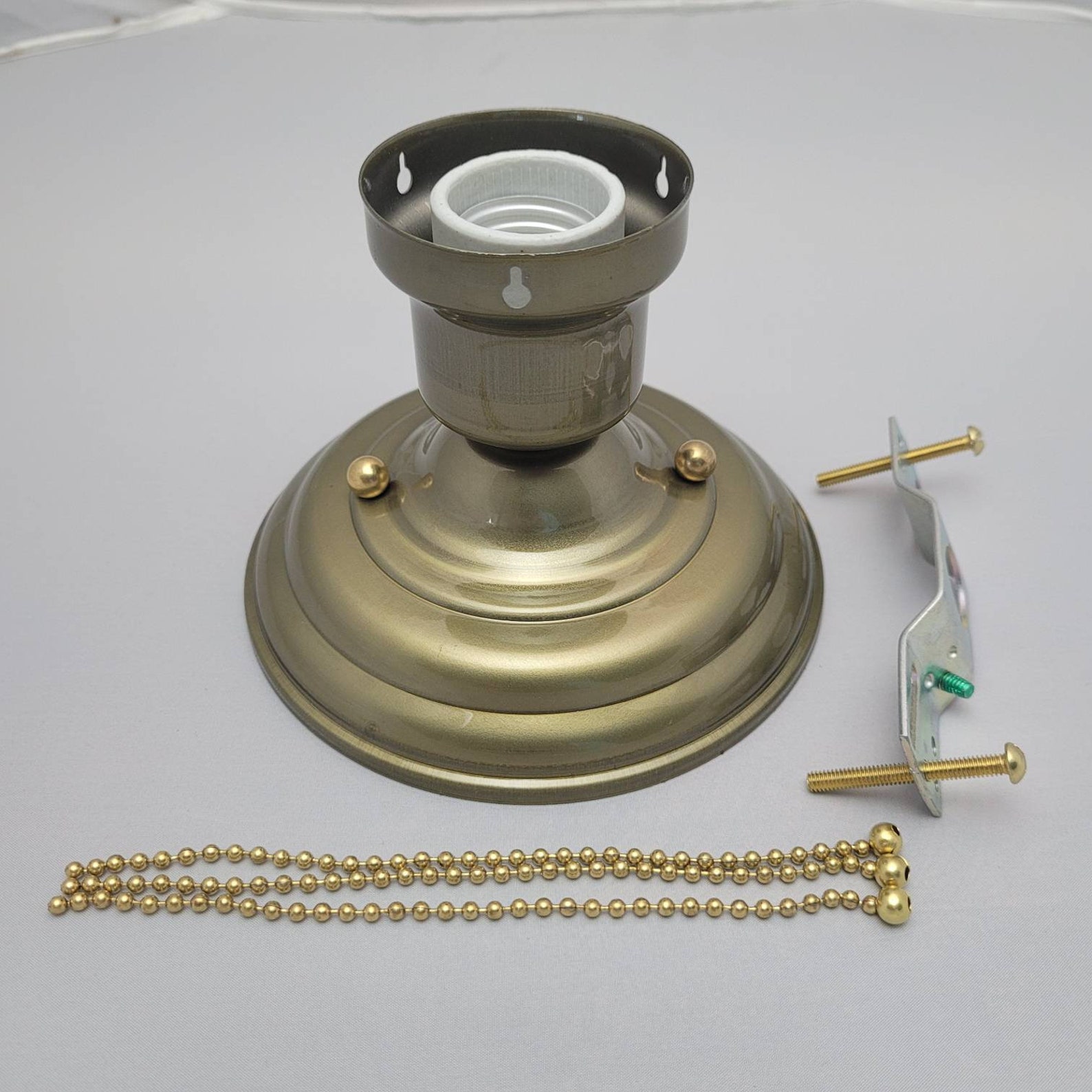 LOOK NEW Antique Brass 3Chain Light Fixture Vintage Art Etsy