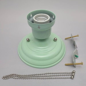 LOOK!!! JADITE GREEN 3-Chain Light Fixture -Vintage Art Deco Shade Three Chain Light