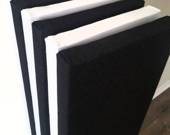 White Black Sound Absorbing Acoustic Wall Panels - SET of 4