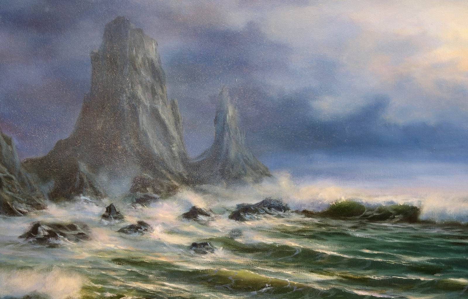 Large Seascape Painting Ocean Art Coastal Landscape Coastal Etsy