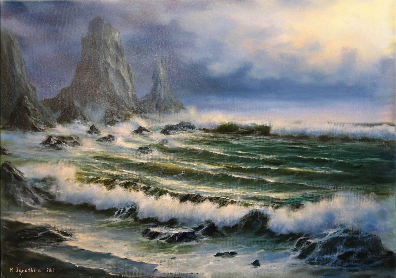 Large Seascape Painting Ocean Art Coastal Landscape Coastal Etsy
