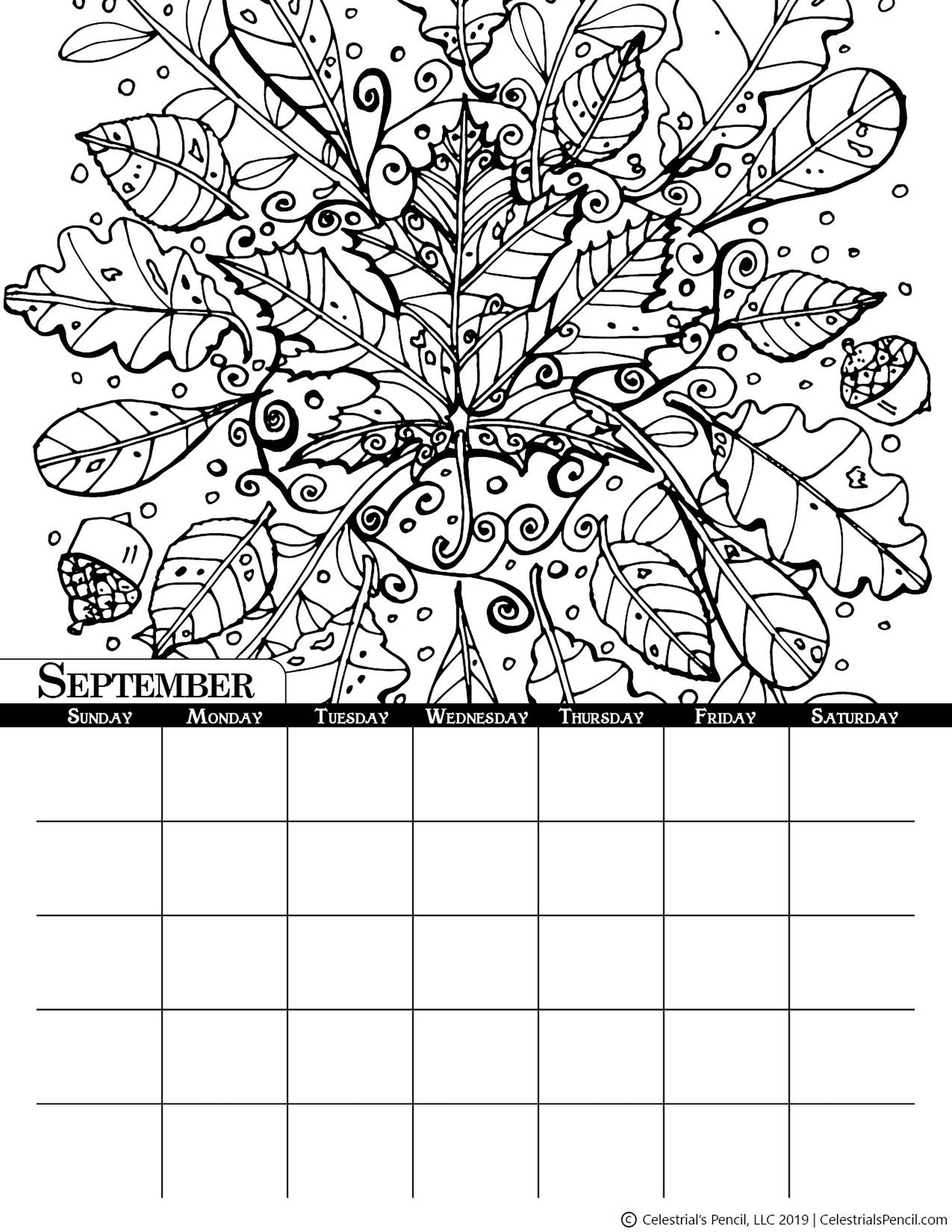 Coloring Calendar: Original (blank - 3 Print Sizes) - Etsy