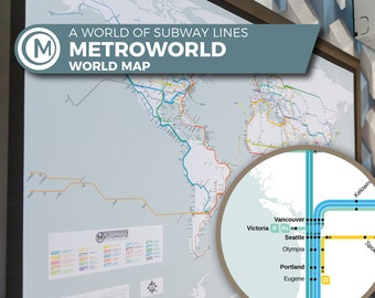 World map with subways, Subway world map, cities are linked by immaginary subway lines