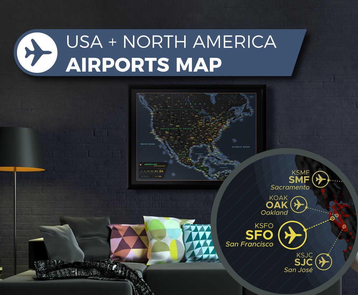 US Airport Map a Unique and Customised - Il Fullxfull.4387415459 6jao