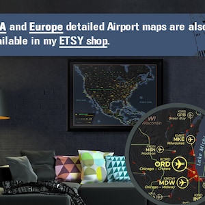 Airport World Map, a unique and customised map with 700 major airports in the World. image 10