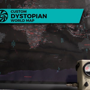 Dystopian Custom Weltkarte, ich zeichne eine Alternative Geschichte Karte, eine individuelle Cyberpunk Karte mit Ihrer Auswahl von Ländern und Grenzen