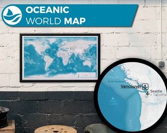 Oceanic World Map, a relaxing world map based on the Ocean, ports, navigation and sailing.