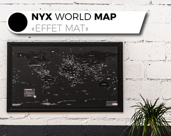 All Black Map, Customizable All Black artistic world map, Customizable map, Decoration