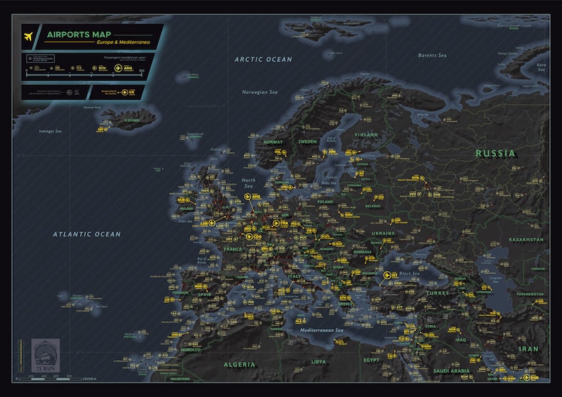 Europe Airport Map, a Unique and Customised Map With All Major Airports