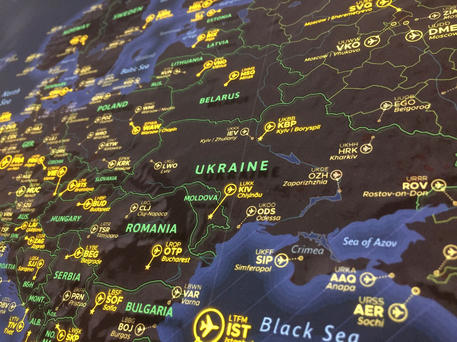 Europe Airport Map a Unique and Customised Map With All Major Etsy