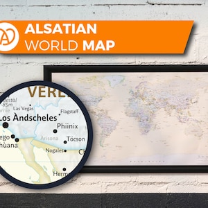Mappemonde en alsacien, Carte du Monde en dialecte alsacien | Waltkàrt ùff Elsassisch | Elsass