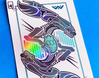 Queen Bitch ALIENS Holographic Playing Card Sticker