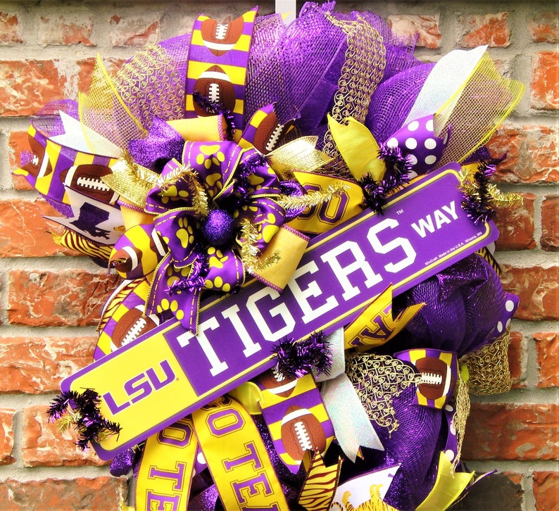 LSU Football Swag LSU Football Wreath LSU Tiger Football Etsy