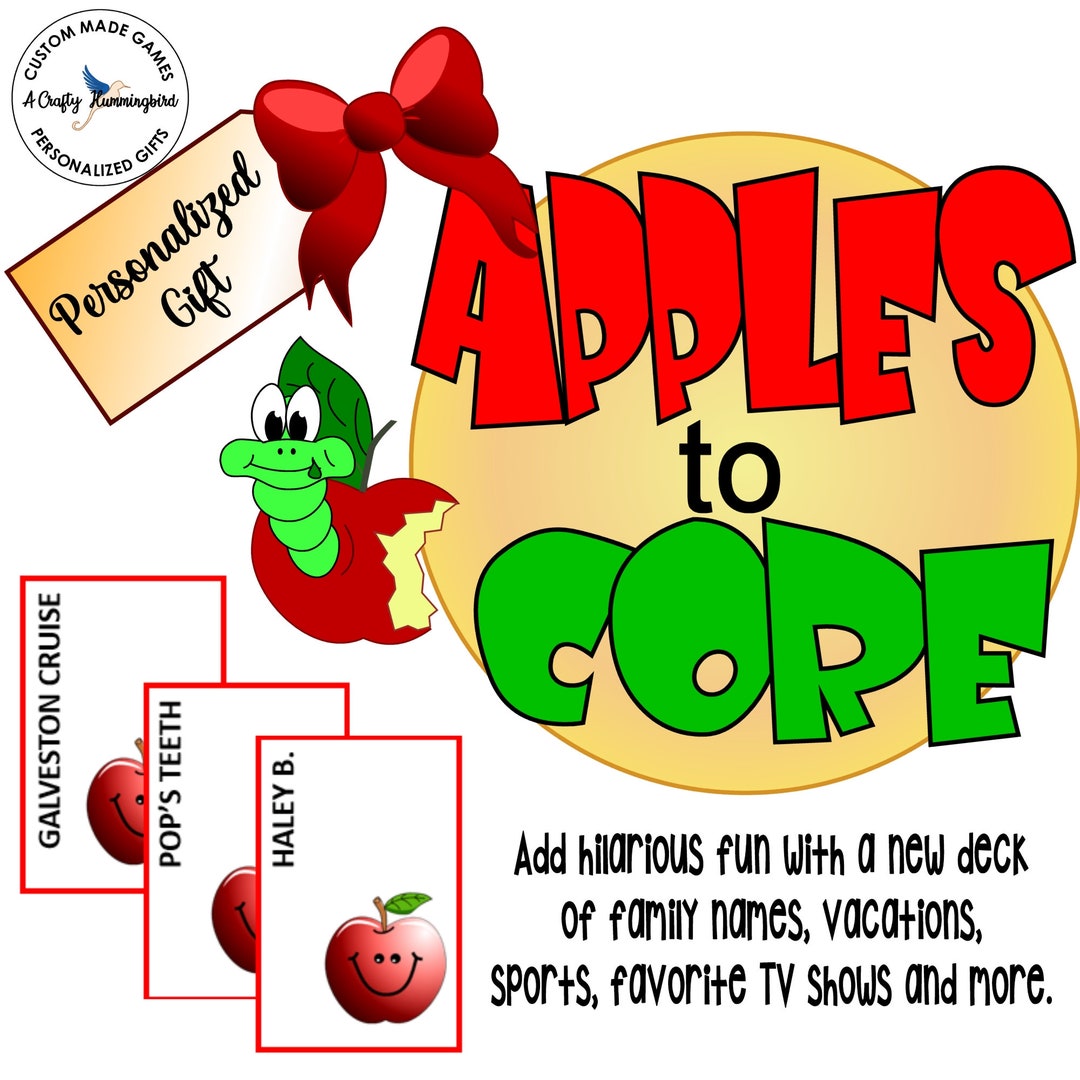Personalized Apples to Apple Core Game, Family Reunion Game, Game Night