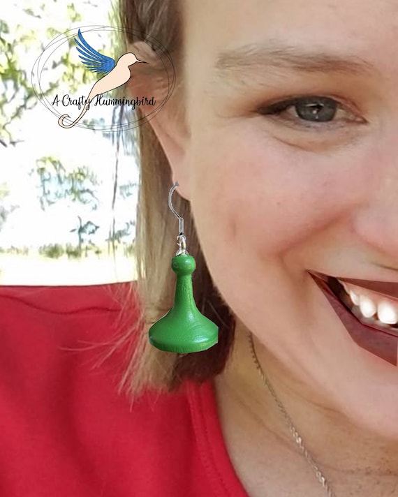 Sorry plastic playing pieces earrings, vintage game, lightweight dangle earring, miniature game, family Christmas gift for her from daughter