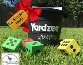 Yardzee Farkle Outdoor Game, Dice Game, Yahtzee with bucket, Yardzee Scorecard, Christmas gift for entire family, kid 39 s stocking stuffer