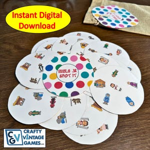 Juego de mesa Bible Spot It, juego de combinación Dobble, encuentra las diferencias, juego religioso para fiestas en el aula, descarga digital, descarga instantánea