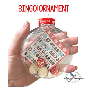 Ornement de bingo personnalisé, jeu de dés recyclé, cadeaux de bingo, dame de bingo, échange d'ornements, cadeau d'hôtesse, cadeau de Noël pour amateur de bingo