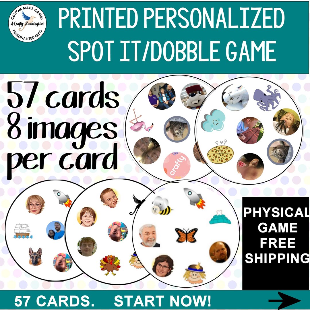 Printed Spot Game, Personalized Dobble Seek It in Tin Can, Family Game ...