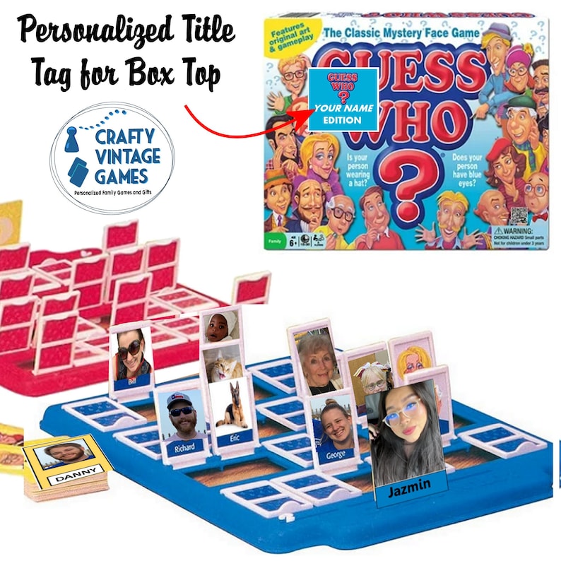 Personalized Guess Who Game with Your Photos: Professional Printing on Heavy 110lb Glossy Card Stock- Custom game title- extra cards zdjęcie 4