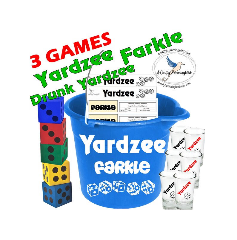 Yardzee Farkle Adult Lawn Dice Games Drinking Game Set Etsy