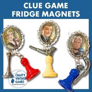 Clue game magnet, Miss Scarlet vintage game token, holiday game night favors, family Christmas gift for mom, stocking stuffer for game lover