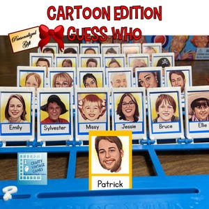 Cartoon-Me Guess Who Game, family holiday party activity, custom Guess game, family Christmas gift for game lover, entire family gift