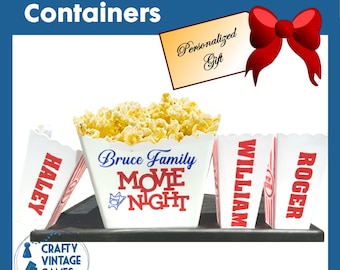 Personalized Popcorn Bucket, snack bowl, family movie night, reusable popcorn container, custom popcorn bag, family Christmas gift for her