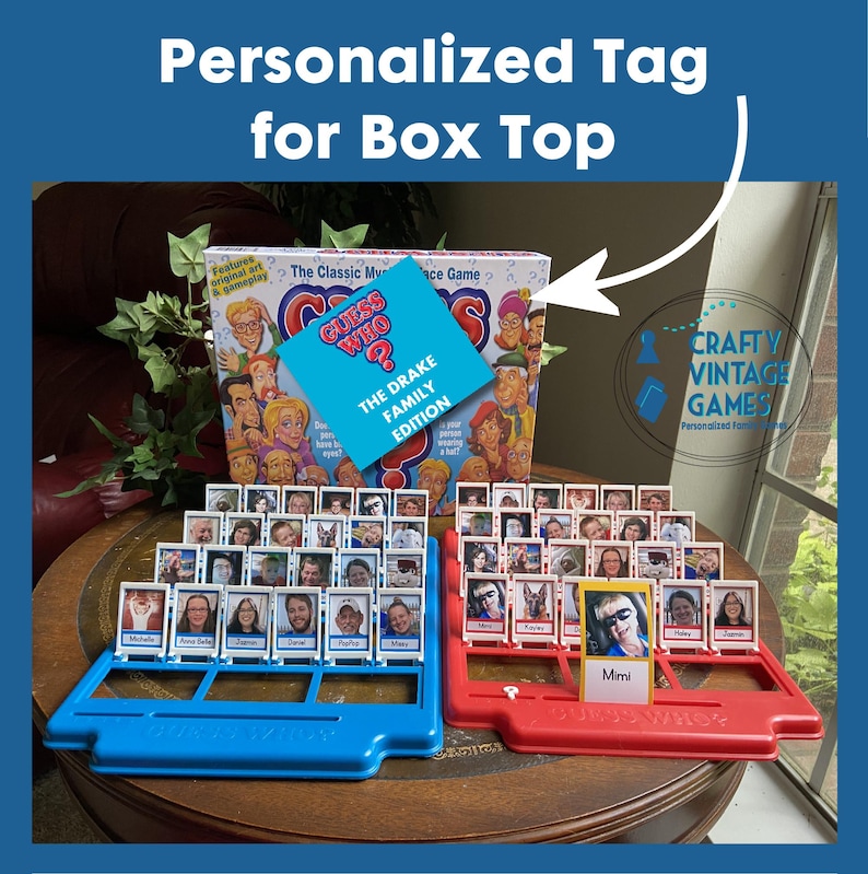 Personalized Guess Who Game with Your Photos: Professional Printing on Heavy 110lb Glossy Card Stock- Custom game title- extra cards zdjęcie 3