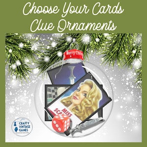 Upcycled Clue Game Ornament, vintage Clue game playing piece, Christmas 2025 décor, family Christmas gift for her, stocking stuffer for mom