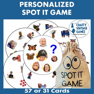 Jeu personnalisé 57 Spot It, Dobble Seek It, soirée jeux en famille, jeux de fête pour réunion de famille, cadeau de Noël pour elle, cadeau personnalisé