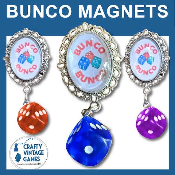 Bunco Game night magnet party favors, set of 3, dice magnets, bunco décor prize idea, Bunco club activity, family Christmas gift