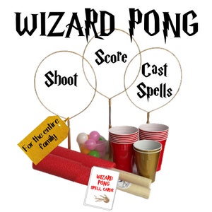 Wizard Pong game, Potter birthday party, Potter décor, HP themed, HP fan set, holiday party game, Christmas gift for Potter fan