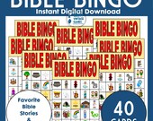 Bible Bingo Download, Bible study games, 40 bingo cards, Bible activities, Vacation Bible school games, family Christmas gift for minister