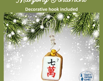 Mahjong Christmas ornament, random authentic tile, holiday mahjong décor, women Xmas gifts for her, mahjong party game favors