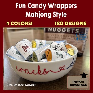 Mahjong Candy Wrappers, fits Hershey's Nuggets, fun party favors, instant download, print at home