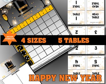Feuilles de pointage sur le thème de la fête du nouvel an Bunco, téléchargement numérique, kit de fête bunco de janvier, feuilles de pointage de table, numéros de table, kit de fête de dés Bunco