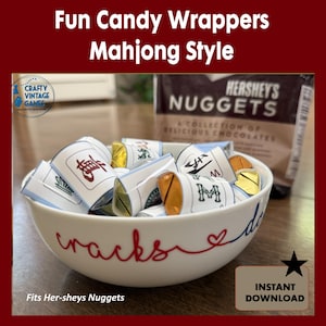 Mahjong godispapper, passar till Hershey's Nuggets, roliga festgåvor, direkt nedladdning, skriv ut hemma