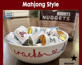 Mahjong Candy Wrappers, fits Hershey's Nuggets, fun party favors, instant download, print at home
