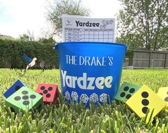 Yardzee backyard dice game, Farkle lawn game, outdoor game, Yardzee score sheet, family reunion, beach game for kid, camping game for adult