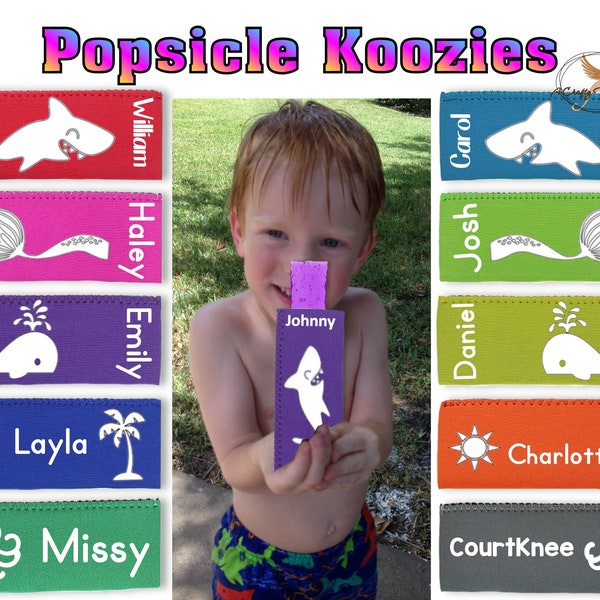 Personalized Popsicle Holder, Popsicle Sleeve, Ice Pop Holder, Summer Vacation, Beach Vacation, Birthday Party favors, family reunions