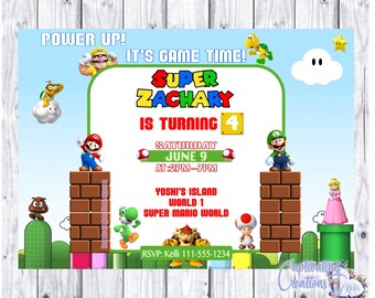 Mario Invitations Etsy Mario Invitations Etsy