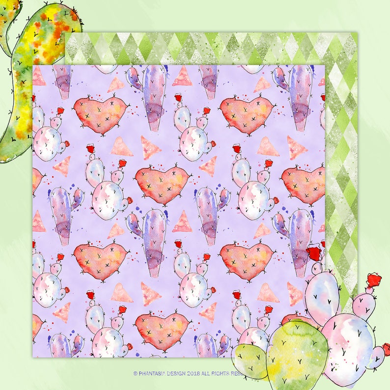 Succulents Digital Paper, Cactus Digital Paper, Summer Digital Paper ...